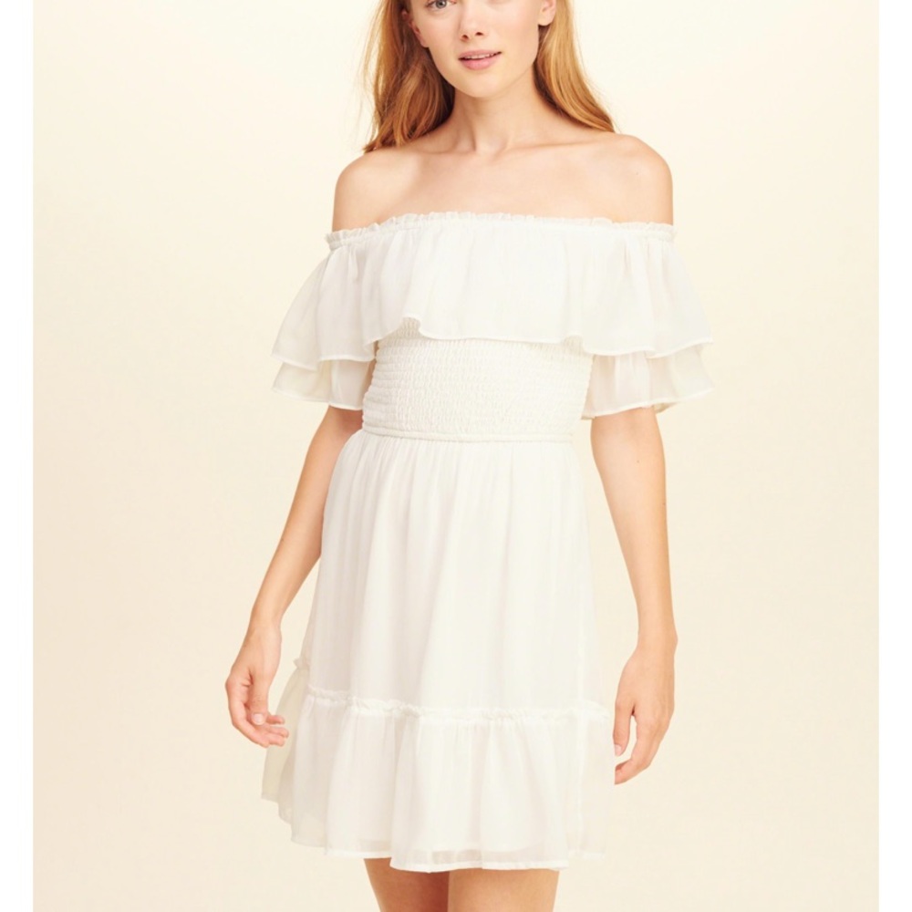 Like New Hollister Off the Shoulder Strapless White Mini Dress Size S